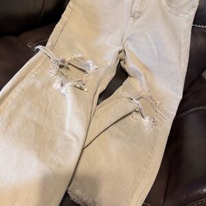 Trendy Distressed Tan Boyfriend Jeans